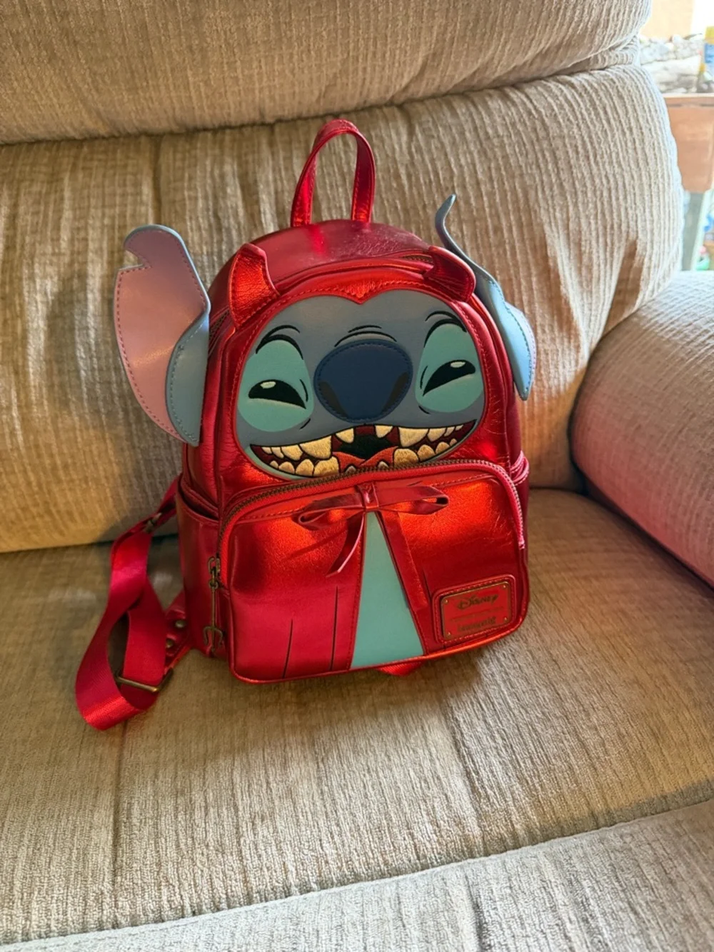 Disney Metallic Red & Light Blue Stitch devil Backpack